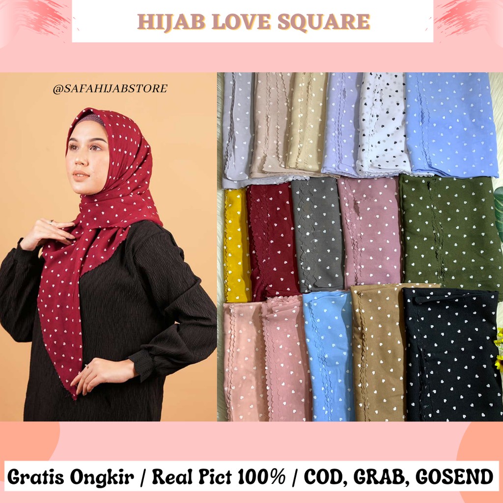 HIJAB SEGIEMPAT LOVE SQUARE