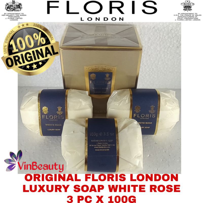 OriginaL Luxury Soap Floris White Rose 3 Pc x 100g Murah