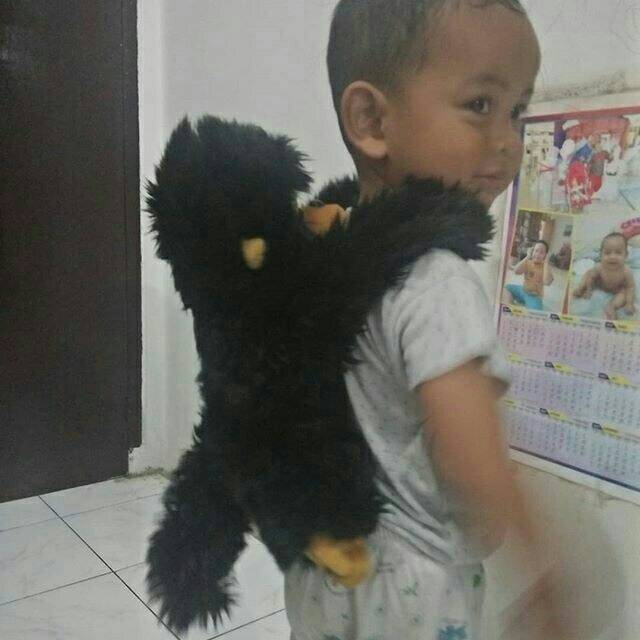 Boneka monyet bayi di gendong