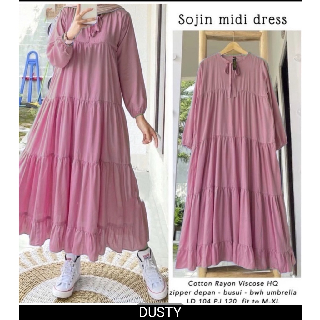 ZAMZAM MIDI DRESS GAMIS PREMIUM RAYON ORIGINAL100% SOJIN