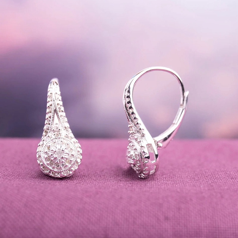 Anting Tusuk Gantung Wanita Hias Cubic Zirconia Gaya Trendy / Simple / Elegan / Klasik Untuk Pernikahan