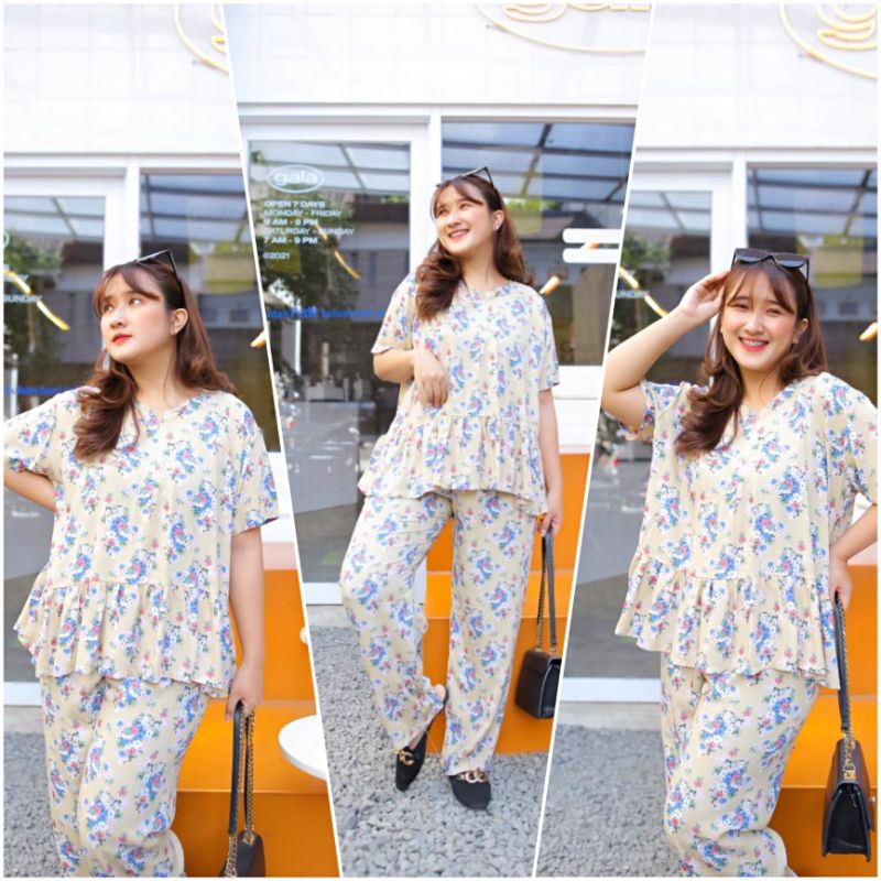 ONE SET PAJAMAS REMPEL LENGAN PENDEK/PIYAMA REMPEL BUSUI /LD 120 (all size)/BAHAN KATUN-YUKI SET