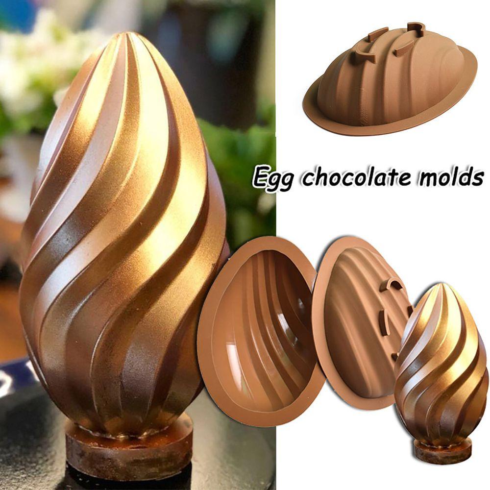 R-FLOWER Cetakan Silikon Telur Paskah Stripe Happy Easter Jelly Mousse Mold Untuk 2PCS