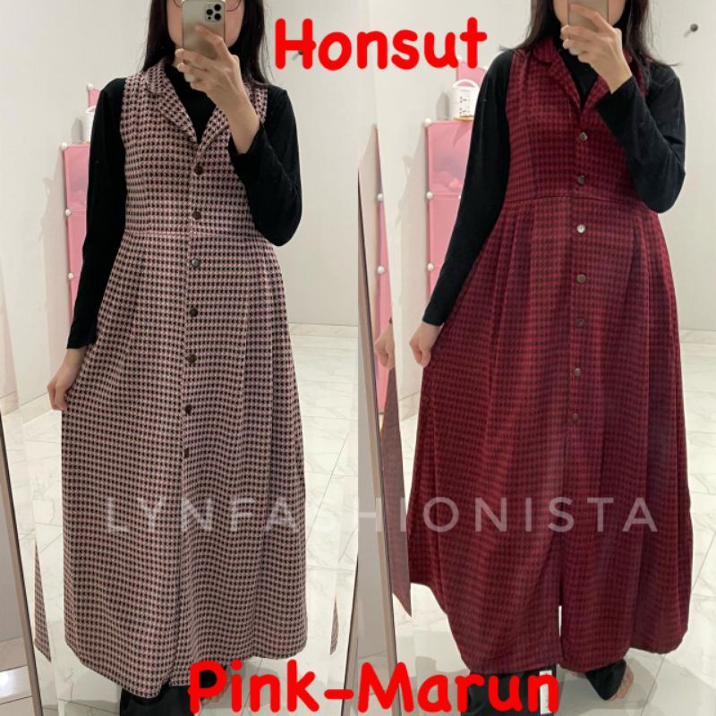 LYNFASHIONISTA-CARDIGAN WANITA MUSLIM PANJANG MOTIF HONSUT KANCING HIDUP PREMIUM/PRISKA