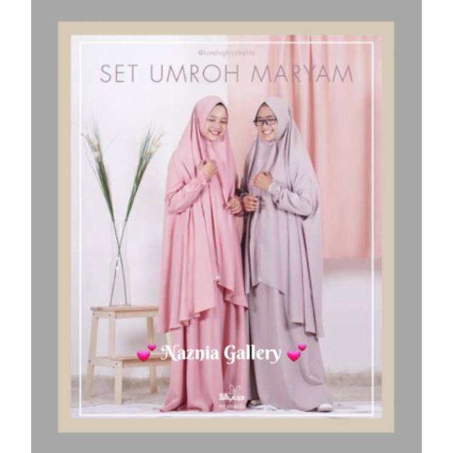 Set Umroh Maryam HIJAB ALILA | Set Khimar dan Gamis Syari Umroh Haji | Khimar Bergo Pet Umroh Haji S