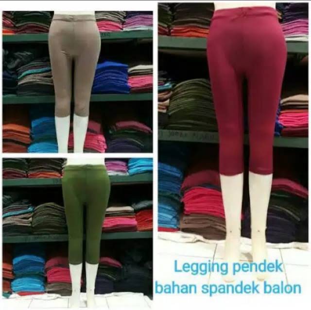 Celana Legging Polos 3/4 Bahan Spandek/Elastis