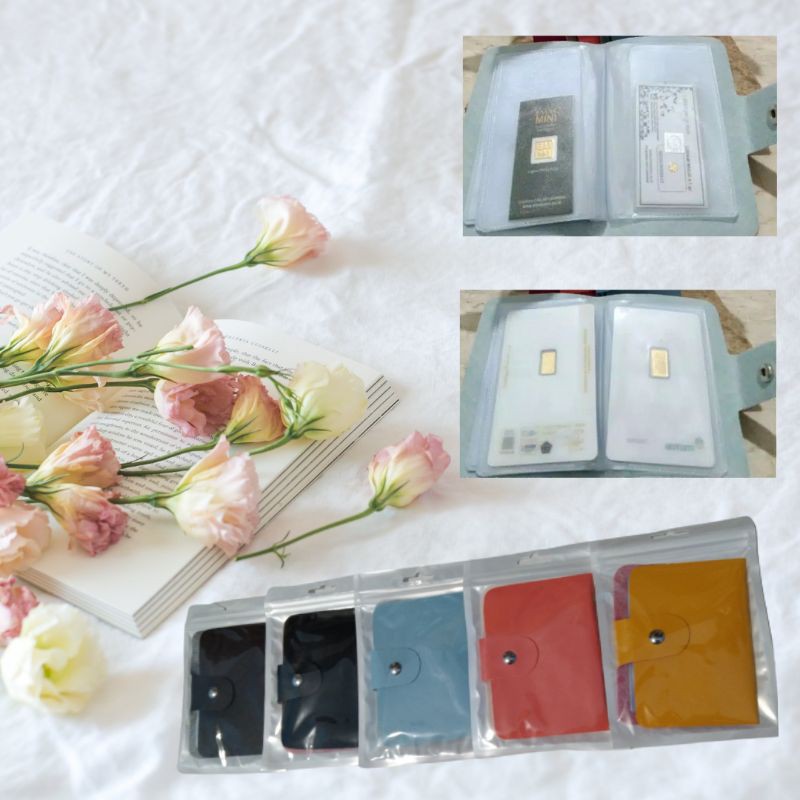 Dompet box mini emas antam, mini gold dan kartu polos warna warni