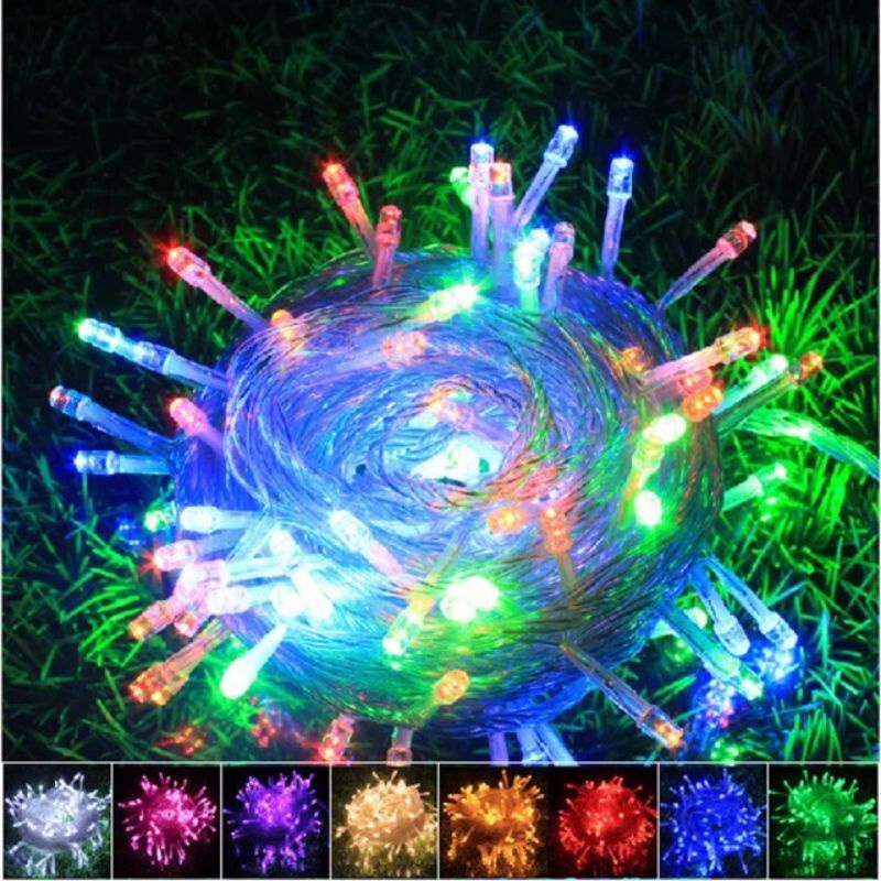 LAMPU HIAS PAJANGAN PAJANG NATAL ULANG TAHUN BATU PESTA AGUSTUSAN TUJUHBELASAN TUMBLR KABEL COLOKAN KAWAT BATERAI MINI LED RICE COLOR RAINBOW RGB WARNA WARNI LAMP PANJANG 5M 10 M METER 10M 50 LED 100LED 100 LED 140LED