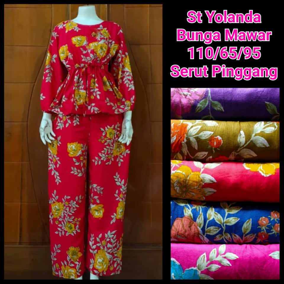 BAJU TIDUR DASTER / setelan panjang / rayon solo / motif bunga / babydoll / remaja / dewasa / serut