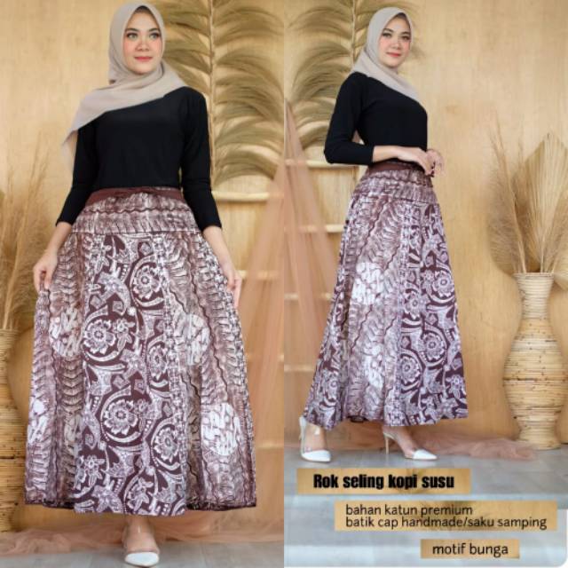 Rok seling cap kopi susu batik modern