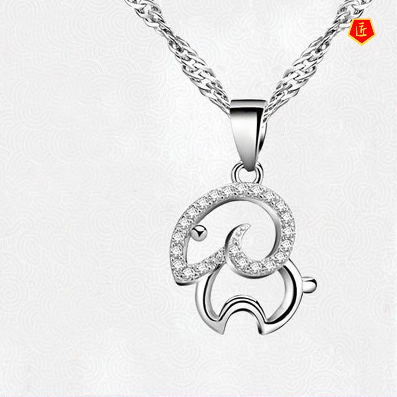 [Ready Stock]Zodiac Sheep Hollow out Silver Necklace Elegant Fashion