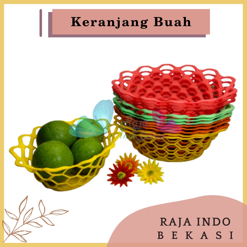 Rajaindobekasi Keranjang Buah Plastik Warna Warni Piring Keranjang Buah Rotan Parcel Hantaran Basket Keranjang Penyimpana Piknik Serbaguna Piring Buah Luxa