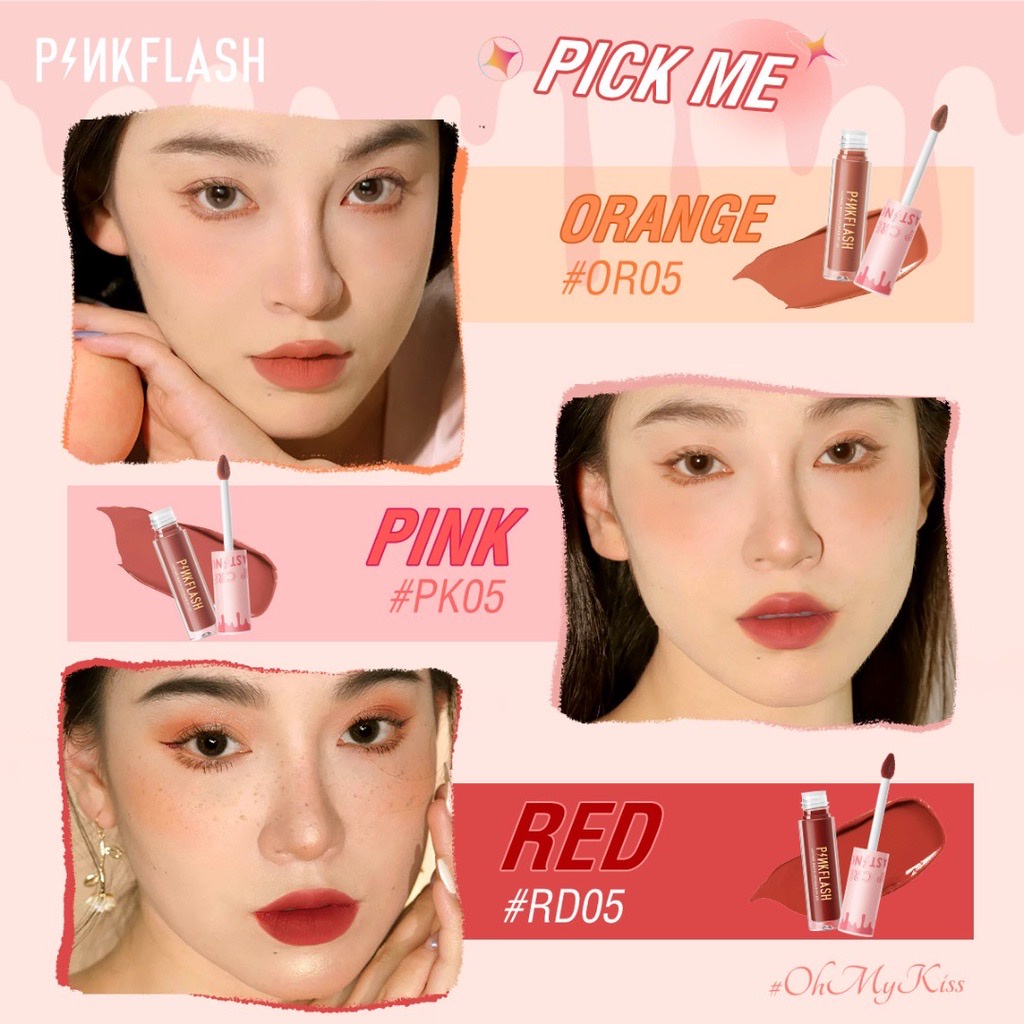 PINK FLASH Oh My Kiss All Day Matte Lipstick Longlasting Transferproof Tahan Lama Pink Flash