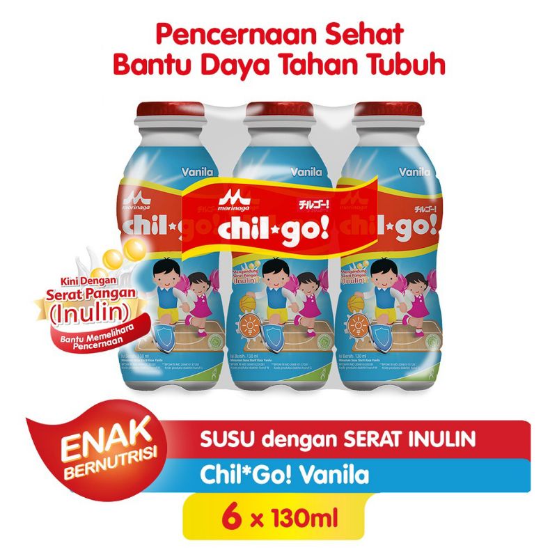 

MORINAGA CHILGO MILK VANILA 6 × 130 ML SUSU UHT CAIR CHIL GO