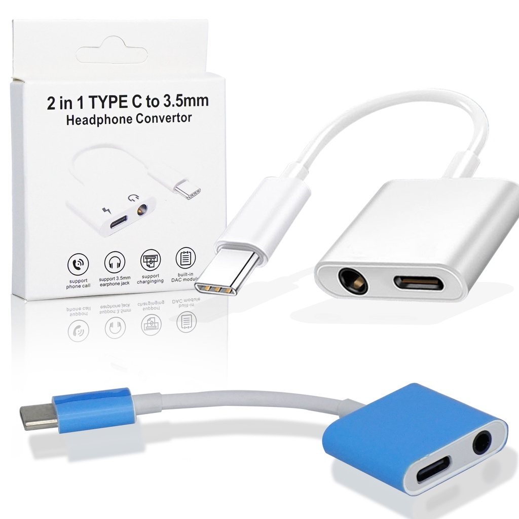 Adapter Lighting Type C Converter 2 in 1 Type C to 3.5mm CB 4022in1 To Aux 3.5mm + Charger Connector iPh Earphone Aux Cable