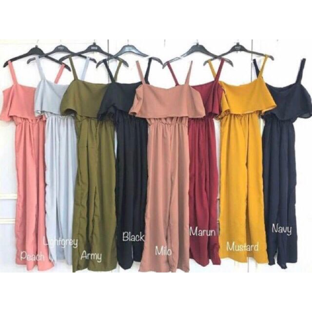 CUCI GUDANG!! PLAIN JUMPSUIT/ JUMPSUIT POLOS/ JUMPSUIT WARNA/ JUMPSUIT LAYER PUSATGROSIR_SOLO