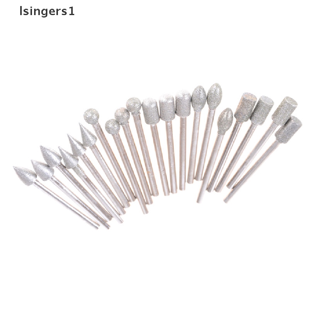 (lsingers1) 20pcs / Set Mata Bor Gerinda Diamond Shank 3mm Untuk Perhiasan
