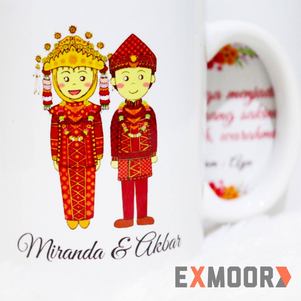 Kado Pernikahan Adat Palembang Mug Couple Pengantin Palembang