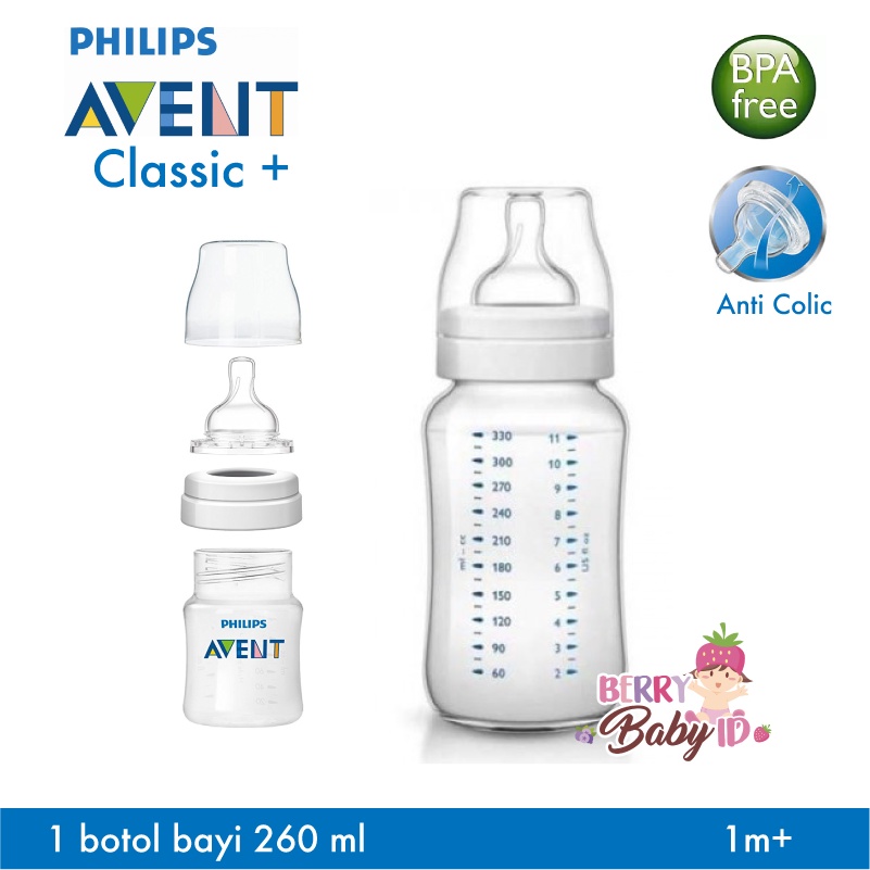 Philips Avent Classic Botol Susu Bayi Single Pack 125ml 260ml 0m+ 1m+ Berry Mart