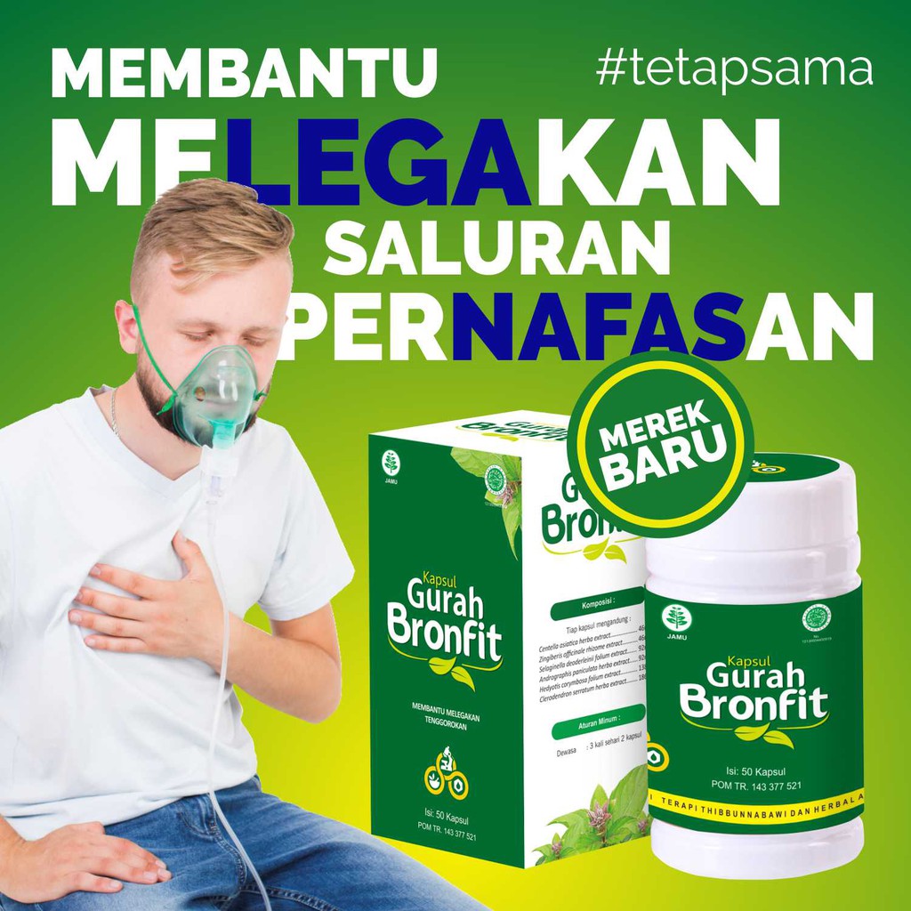 GURAH BRONFIT Naturafit Melegakan Saluran Pernafasan Asma Sesak Nafas Bronkitis - 50 Kapsul