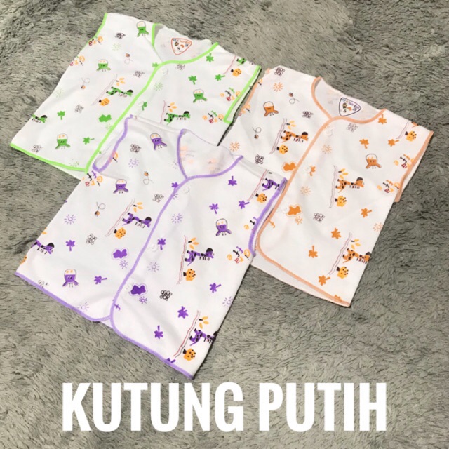 (ISI 3) Baju Bayi Lengan Kutung Kancing Depan Motif dan Polos