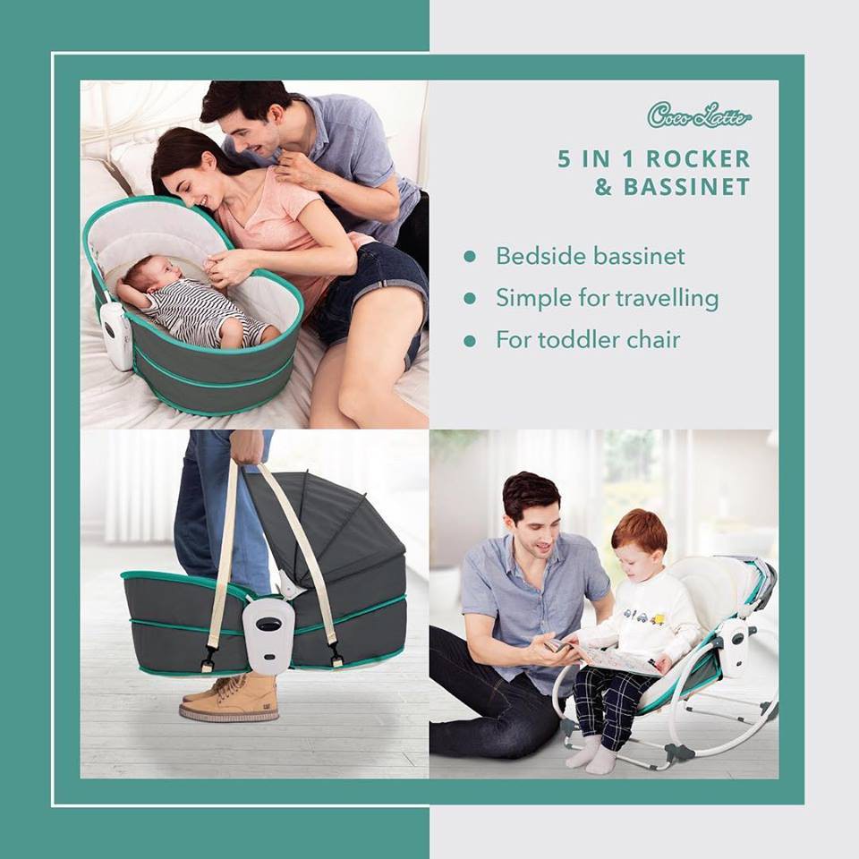 Cocolatte Weeler 5 in 1 Rocker &amp; Bassinet Ayunan Tempat Tidur Bayi Bouncer Baby