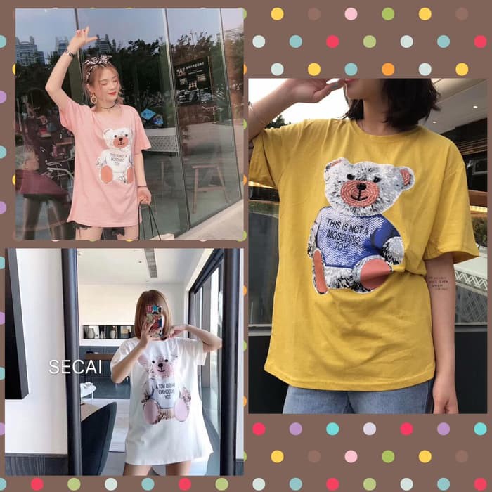 kaos import/kaos import big size/tshirt import moschino toy/kaos lucu - Putih