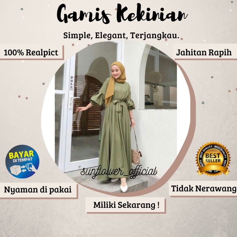 GAMIS LEBARAN POLOS SIMPLE DRESS MUSLIMAH VECKA BAJU WANITA COD BAYAR DI TEMPAT