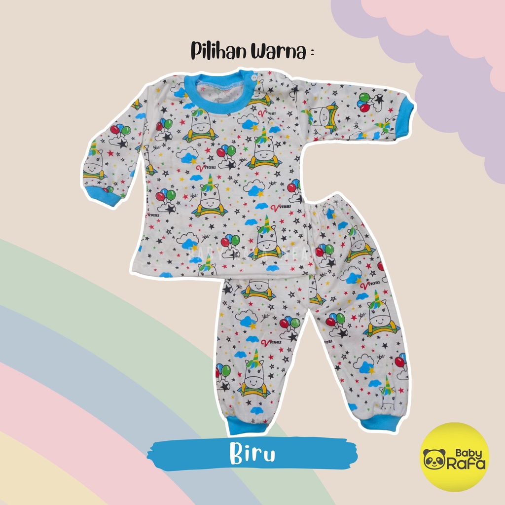 Setelan Piyama Baju Bayi Panjang Perempuan 3 - 18 Bulan merk VIORI motif UNICORN TERBARU