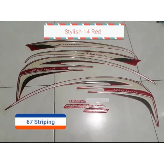 Striping Motor Honda Scoopy Stylish 2014 Red luwes