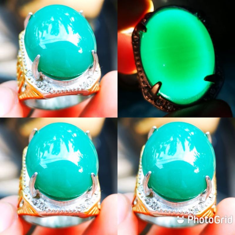 Batu Cincin Akik Bluish Green Bacan Doko Big Size Tembus Kristal