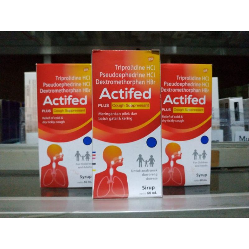 ACTIFED PLUS COUGH SUPPRESSANT 60ML SIRUP/syrup actifed merah 60 ML