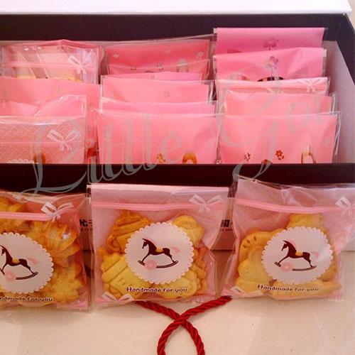 20pcs Baby Horse Pink MEDIUM Cookies Plastic Bag ( Plastik OPP Souvenir Kue / Permen / Biscuit )-1