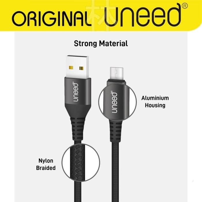 UNEED UCB43i Nylon Braided Kabel Data Lightning 1M Max Current 2.1A