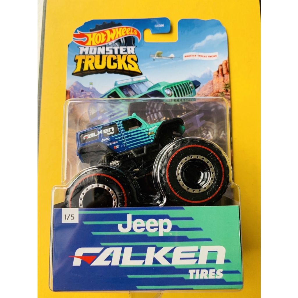 HOTWHEELS HOT WHEELS MONSTER TRUCKS TRUCK 18 JEEP WRANGLER UNLIMITED FALKEN TIRES DIECAST MINIATUR M