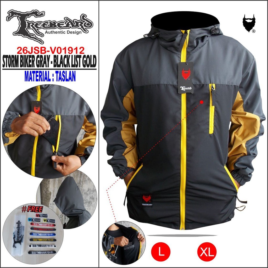 TERMURAH ! ORIGINAL TREEBEARD Jaket Parasut Hoodie Outdoor Stormbiker Kombinasi