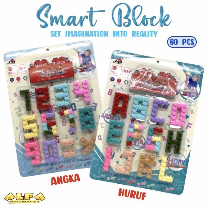 Toko Mainan ALFA Smart Block Puzzle Angka & Huruf 80pcs JM92010A/B
