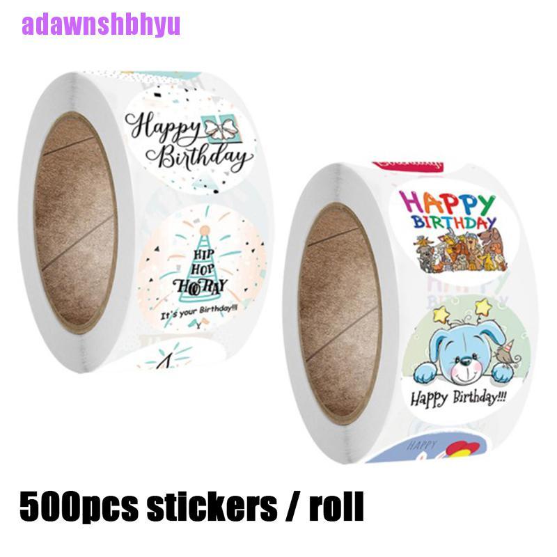 Stiker Tape Kertas Bentuk Bulat Motif Happy Birthday