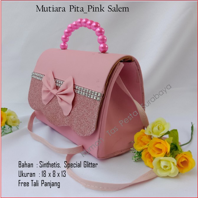 Tas Elegant,Tas Lucu,Tas Murah,MTiara Pita_Pink Salem