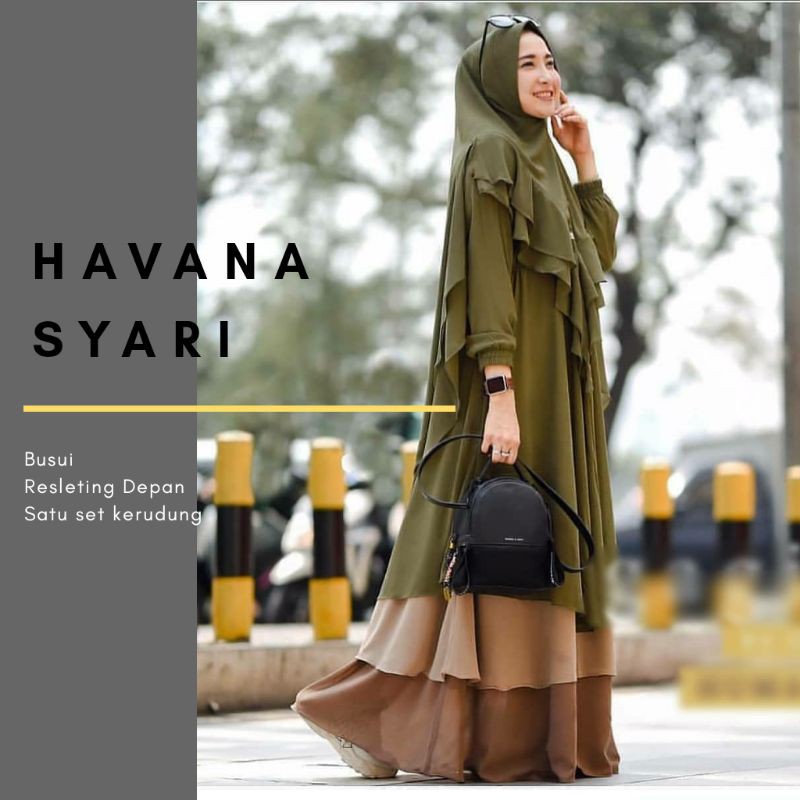 Baju Gamis Wanita Muslim Remaja Terbaru 2021 Polos Size M L XL Havana Syari cerutu babydoll