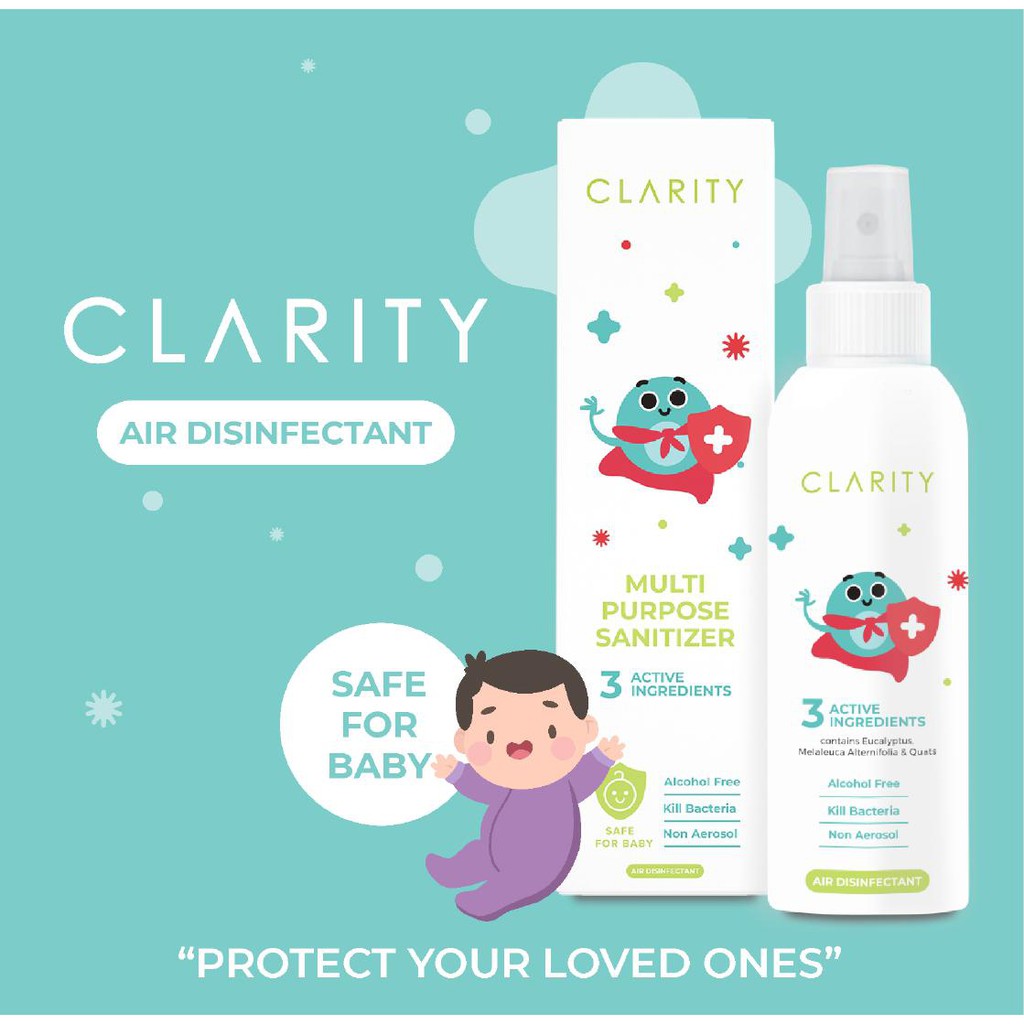 Jual Clarity Air Disinfectant Spray Non Alkohol Aman untuk Anak dan Bayi ( Baby ) 100ml Shopee