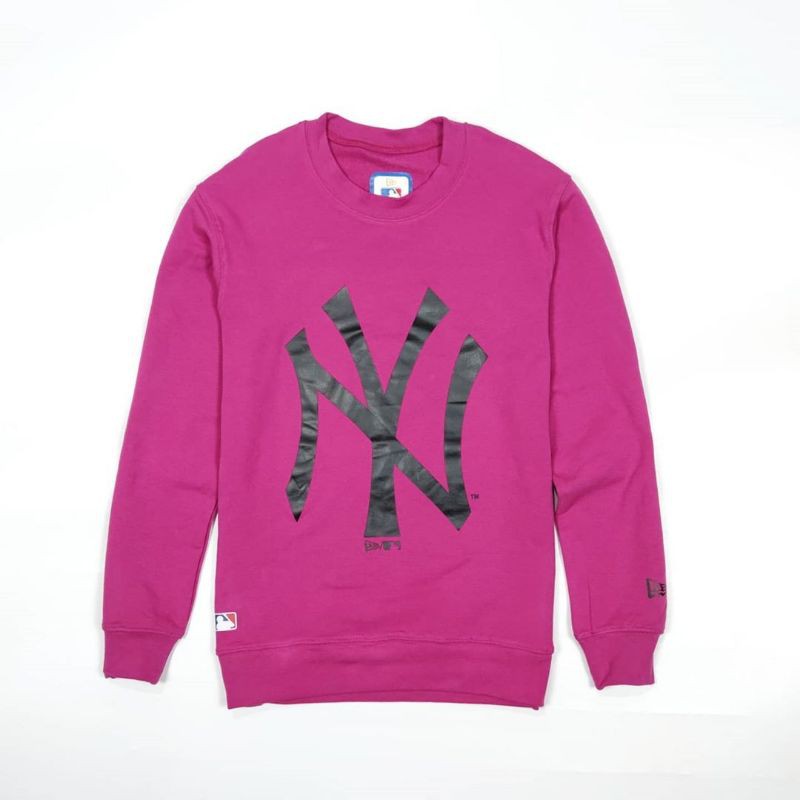 Sweater New York Yankees New Era Crewneck MLB Team Logo Pink Original Pria Wanita