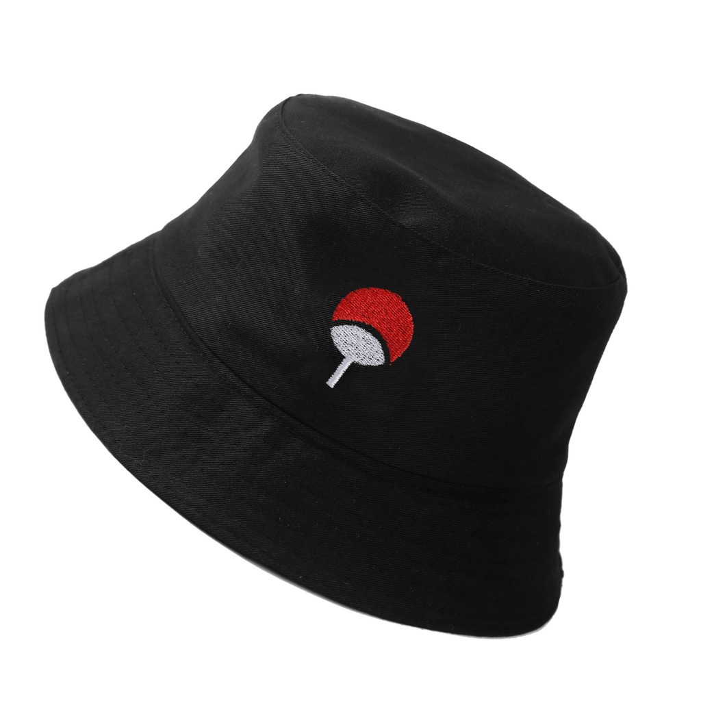 Topi Bucket Motif Bordir Naruto Uchiha Gaya Kasual Untuk Pria Dan Wanita