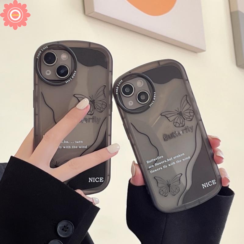 Casing Retro Butterfly Hitam Oppo A17 A15s A55 A16S A5 A9 2020 A53 A31 A17K A15 A16 A57 A7 A16K A16E A1K A95 A33 A3s A7 A54 A96 A5s A12 A74 A76 A12E Reno8 5 6 7 4F Lembut Casing TPU