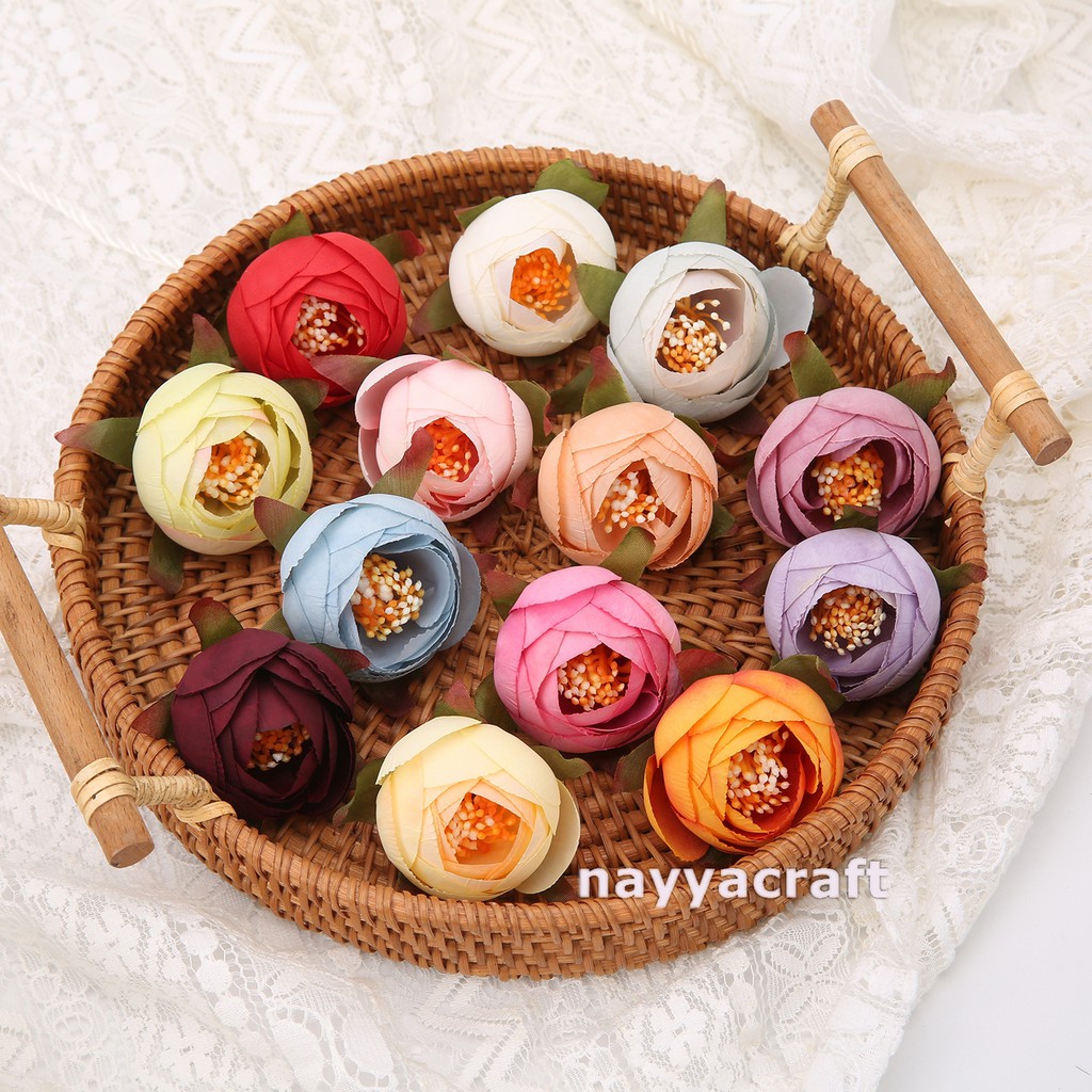 Kepala bunga kuncup peony kelopak bunga mawar peony artificial hiasan dekorasi mahar craft