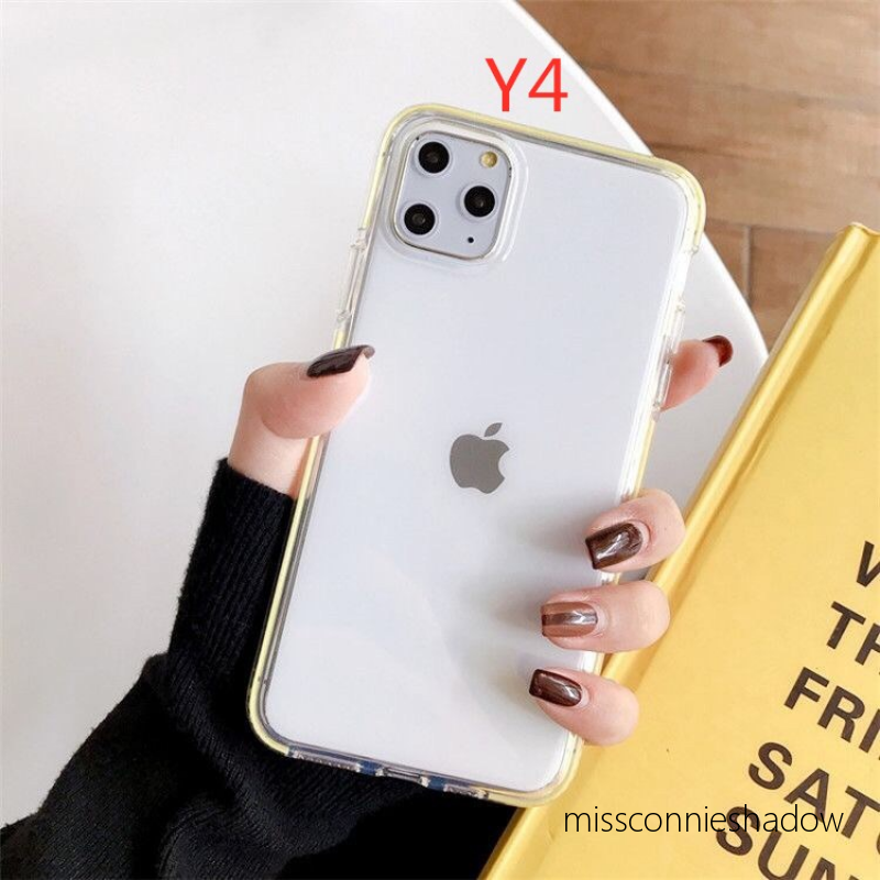 Anti Fall Material Case iPhone 12 11 Pro Max X XR XS Max 6 6S 8 7 Plus SE 2020 Ins Simple Candy Color Frame Transparent Soft Tpu Phone Case