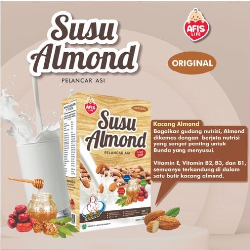 AFIS Susu Almond Asi Booster Dan SBK Kacang Hijau PLus Daun Katuk Pelancar Asi Afis Life Booster ASI 200 gram Afislife kacang almon daun katuk Afislifeindonesia Almond Milk