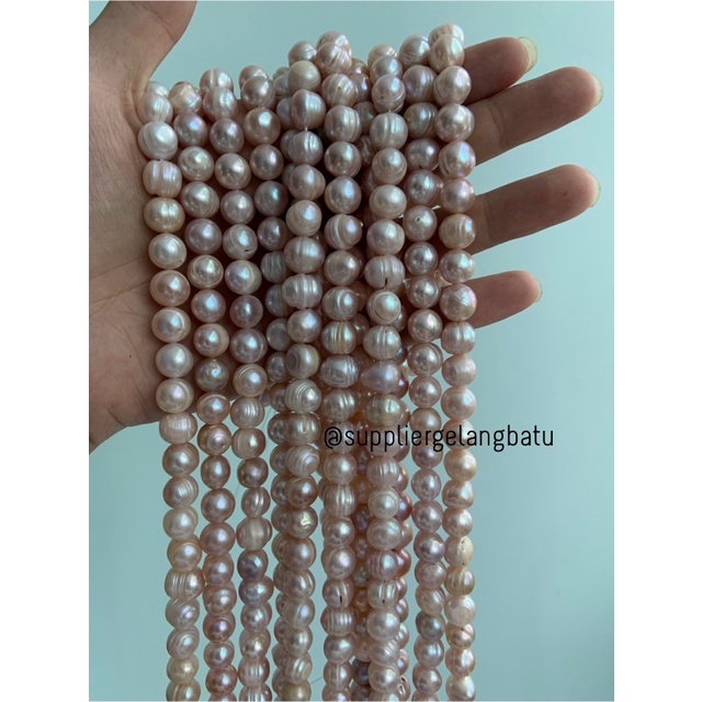 Bahan Mutiara Air Tawar Barok / Baroque LAVENDER 10 x 16mm Bulat pearl