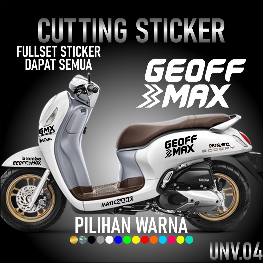 Cutting Sticker Geoff Max Satu Set  Aksesoris Stiker Striping Motor Honda Scoopy 2010 2022 New Prest