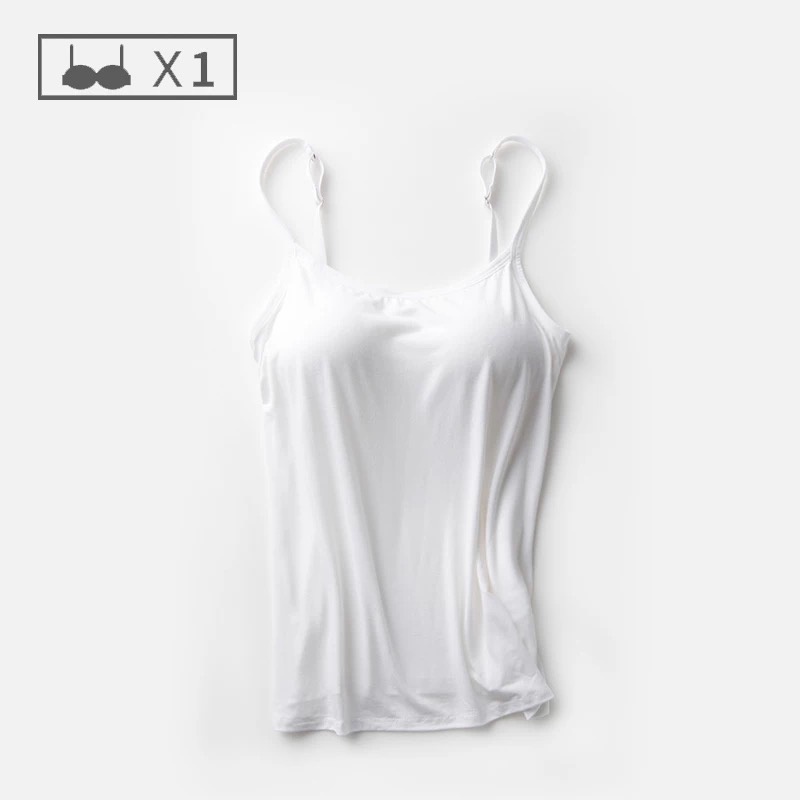Arbelacoth - (7 warna) Basic Tanktop Bra / BUILT IN BRA tankbra-White
